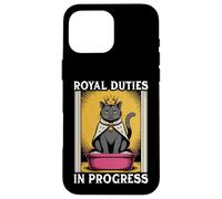 Funny Cat Royal Doveri In Progress Lettiera per gatti Custodia per iPhone 16 Pro Max