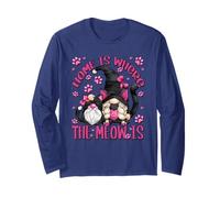 Funny Cat Saying for Women Cat Mom Home Is Where The Meow Is Maglia a Manica