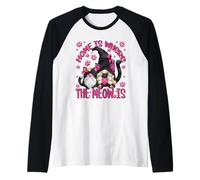 Funny Cat Saying for Women Cat Mom Home Is Where The Meow Is Maglia con Maniche Raglan