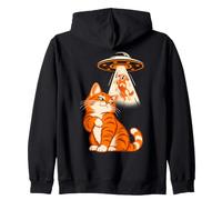 Funny Cat Selfie Alien UFO Dog Abduction Humor Felpa con Cappuccio