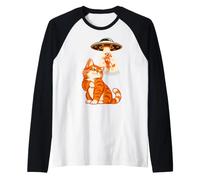 Funny Cat Selfie Alien UFO Dog Abduction Humor Maglia con Maniche Raglan