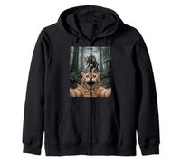 Funny Cat Selfie Chupacabra UFO Forest Encounter Felpa con Cappuccio