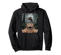 Funny Cat Selfie Chupacabra UFO Forest Encounter Felpa con Cappuccio