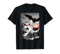 Funny Cat Selfie Mothman Cryptid Occhi Rossi Maglietta