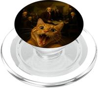 Funny Cat Selfie Storia dell'indipendenza americana 4 luglio PopSockets PopGrip per MagSafe