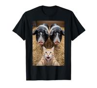 Funny Cat Selfie with Pigs Design - Cute Animal Pig Lovers Maglietta