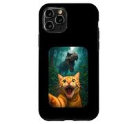 Funny Cat Selfie With T-rex Dinosaur Orange Cat Meme Custodia per iPhone 11 Pro