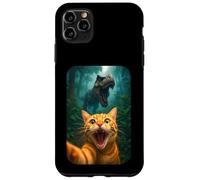 Funny Cat Selfie With T-rex Dinosaur Orange Cat Meme Custodia per iPhone 11 Pro Max