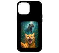 Funny Cat Selfie With T-rex Dinosaur Orange Cat Meme Custodia per iPhone 12 Pro Max