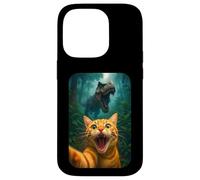 Funny Cat Selfie With T-rex Dinosaur Orange Cat Meme Custodia per iPhone 14 Pro