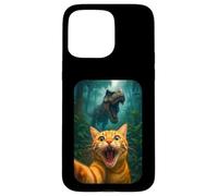 Funny Cat Selfie With T-rex Dinosaur Orange Cat Meme Custodia per iPhone 15 Pro Max