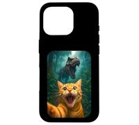 Funny Cat Selfie With T-rex Dinosaur Orange Cat Meme Custodia per iPhone 16 Pro