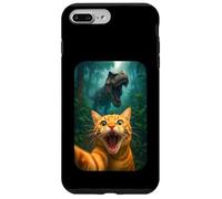 Funny Cat Selfie With T-rex Dinosaur Orange Cat Meme Custodia per iPhone 7 Plus/8 Plus