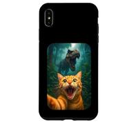 Funny Cat Selfie With T-rex Dinosaur Orange Cat Meme Custodia per iPhone XS Max