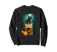 Funny Cat Selfie with T-Rex Dinosaur Orange Cat Meme Felpa