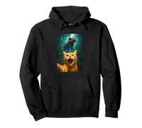 Funny Cat Selfie with T-Rex Dinosaur Orange Cat Meme Felpa con Cappuccio