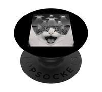 Funny Cat Selfie with UFOs - Alien Adventure Tee PopSockets PopGrip Adesivo