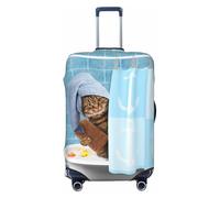 Funny Cat Taking a Bath Travel Luggage Covers - Copertura elastica per valigia, protezione per bagagli 45-81 cm, Nero , x-large