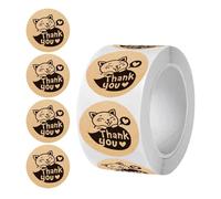 Funny Cat Thank You Stickers - 500 etichette adesive con simpatico design a cartoni animati, applicazione facile da rimuovere, stampa vibrante, adesivi per ristorante, scuola, aule, ufficio