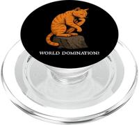 Funny Cat The Thinker Orange Cat Tabby Cat Dominazione del mondo? PopSockets PopGrip per MagSafe