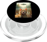 Funny Cat UFO Encounter Hilarious Cat Selfie Aliens PopSockets PopGrip per MagSafe