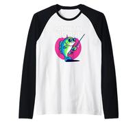 Funny Catch The Big One Fishing Fish Maglia con Maniche Raglan