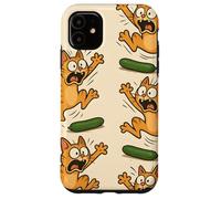 Funny Cats Jumping from Cucumbers Cartoon Pet Humor Custodia per iPhone 11
