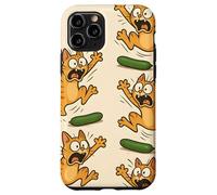Funny Cats Jumping from Cucumbers Cartoon Pet Humor Custodia per iPhone 11 Pro