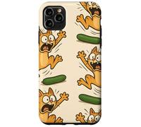 Funny Cats Jumping from Cucumbers Cartoon Pet Humor Custodia per iPhone 11 Pro Max