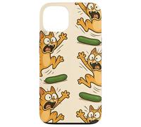 Funny Cats Jumping from Cucumbers Cartoon Pet Humor Custodia per iPhone 13