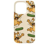 Funny Cats Jumping from Cucumbers Cartoon Pet Humor Custodia per iPhone 14 Pro