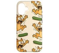 Funny Cats Jumping from Cucumbers Cartoon Pet Humor Custodia per iPhone 16