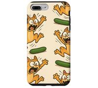 Funny Cats Jumping from Cucumbers Cartoon Pet Humor Custodia per iPhone 7 Plus/8 Plus