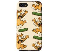 Funny Cats Jumping from Cucumbers Cartoon Pet Humor Custodia per iPhone SE (2020) / 7/8