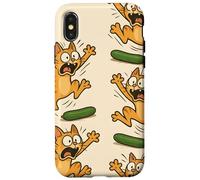 Funny Cats Jumping from Cucumbers Cartoon Pet Humor Custodia per iPhone X/XS
