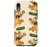 Funny Cats Jumping from Cucumbers Cartoon Pet Humor Custodia per iPhone XR