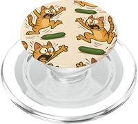 Funny Cats Jumping from Cucumbers Cartoon Pet Humor PopSockets PopGrip per MagSafe