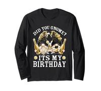 Funny Champagne Grandparents Did You GNOME It`s My Birthday Maglia a Manica