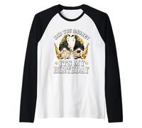 Funny Champagne Grandparents Did You GNOME It`s My Birthday Maglia con Maniche Raglan