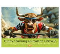 Funny charming animals on a bicycle (Wall Calendar 2027 DIN A4 landscape), CALVE