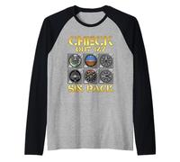 Funny Check out My Six Pack Pilot Plane Airplane Aviation Maglia con Maniche Raglan