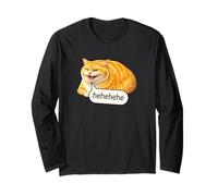 Funny Cheesy Cat Smile Meme Silly Weird Chubby Cat Face Maglia a Manica