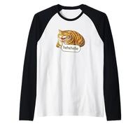 Funny Cheesy Cat Smile Meme Silly Weird Chubby Cat Face Maglia con Maniche Raglan