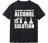 Funny Chemistry Nerd Science Alcohol Solution T Shirt Cotton Tops Tees for Men Casual T Shirts Print Rife Black 3XL