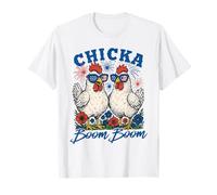 Funny Chicka Boom Boom Patriotic Chicken 4 luglio USA Maglietta