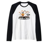 Funny Chicken Chick or Treat Halloween Pun Maglia con Maniche Raglan