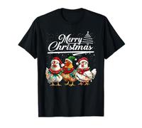 Funny Chicken Christmas Lights Farm Animal Cute Xmas Holiday Maglietta