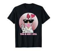 Funny Chicken Ecco Come Faccio a rotolare Pop Art Chickens Lover Maglietta