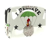 Funny Chicken I Belive I Can Fly Trousse per cosmetici da donna, borsa da viaggio grande in PVC per trucchi con cerniera, Multi, 18.5x7.5x13cm/7.3x3x5.1in, Beauty case