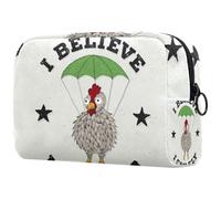 Funny Chicken I Belive I Can Fly Trousse per cosmetici da donna, trousse da viaggio per articoli da toeletta grandi, pratica borsa organizer con cerniera, Multi, 18.5x7.5x13cm/7.3x3x5.1in, Beauty case